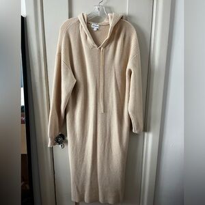 Cream Hooded Sweater Dress